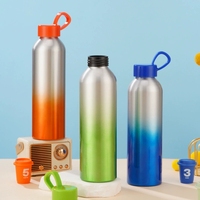 Bouteille d'eau sport en aluminium sans BPA de 650 ml, durable, personnalisable, écologique, portable, pour usage extérieur avec couvercle à poignée