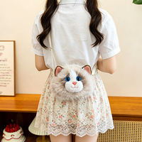 Tas Ransel Boneka Kucing Lucu, Desain Lepas Pasang, Tali Bahu Dapat Disesuaikan, Isi Kapas PP Lembut, Cocok untuk Hadiah