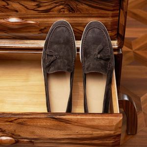 Mocassins pour hommes en daim de vachette ultra-doux, à pampilles, en cuir véritable, à lacets, respirants, légers, pour le bureau et la carrière, à bout pointu - Product Image 3
