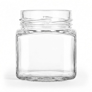 Pot en verre transparent carré de qualité supérieure 250 ml avec couvercle à vis de 66 mm, idéal pour le caviar, le miel et les confitures - Product Image 2