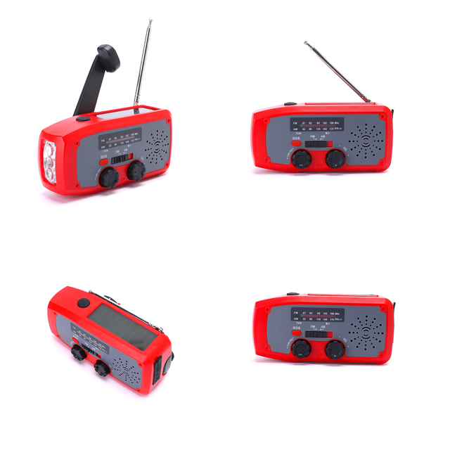 Portable Survival Kit Hand Crank AM/FM NOAA Radio Flashlight IPX3 Waterproof Solar Panel Hand-crank Power Generation 1500mAh