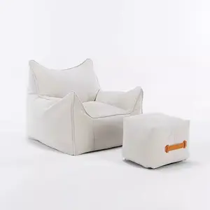 Hochwertige moderne möbel lazy sofa lounge stuhl mode wohnzimmer stuhl bohnentasche mit ottoman