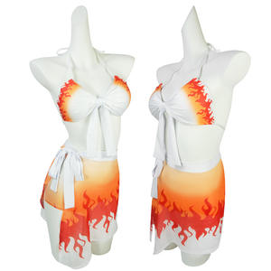 Agatsuma Zenitsu <span class=keywords><strong>Cosplay</strong></span> traje de baño <span class=keywords><strong>Kamado</strong></span> <span class=keywords><strong>Nezuko</strong></span> Kanroji Mitsuri <span class=keywords><strong>Cosplay</strong></span> traje de baño mujer niñas playa vestido tutú falda - Product Image 4