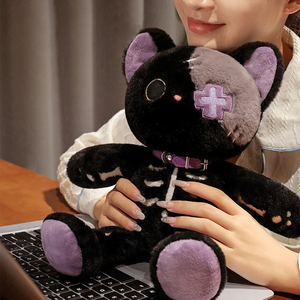 High Quality Gothic Rock Style Dark Series Cat Plush <b>Toy</b> Wholesale <b>Stuffed</b> Super Soft Plush Animal Crossing Halloween - Product Image 6
