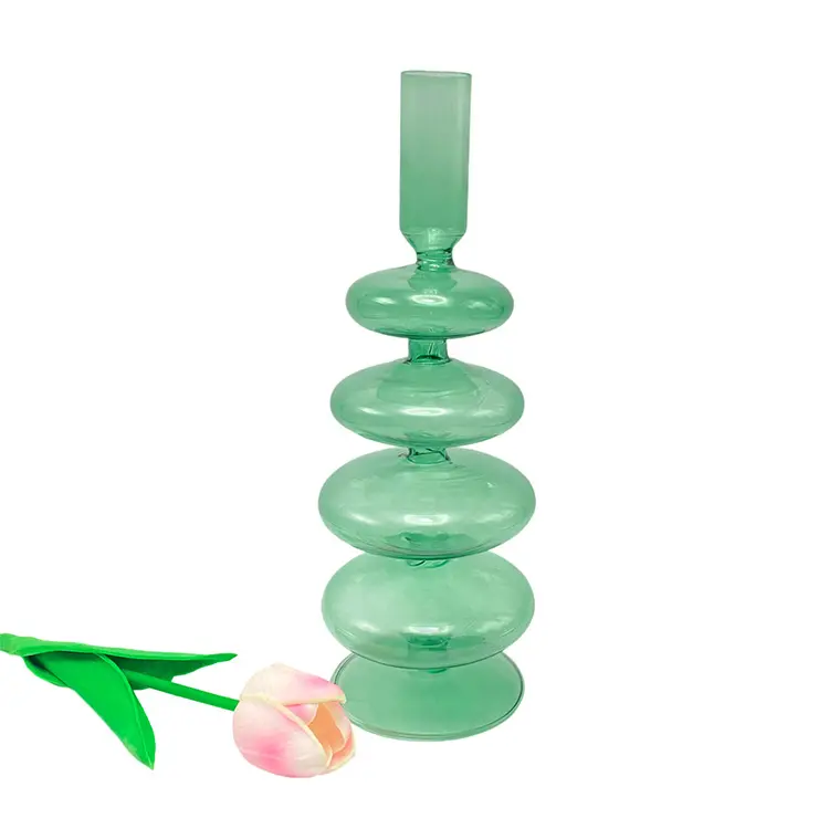Glass Flower Candle Holders Exquisite Tabletop Decoration Glass Candleholder