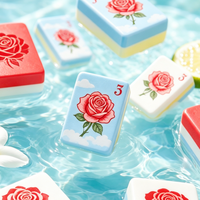 Mahjong Vintage Romantique Flottant sur l'Eau, Mahjong Américain à Thème Rose, Jeu de Tuiles pour Mariage, Cadeau pour Fête Nuptiale