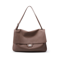 Sacs à bandoulière pour femmes en cuir de vachette pleine fleur, style rétro, avec rabat et fermoir, grande capacité, polyvalents pour le quotidien, les trajets et le shopping