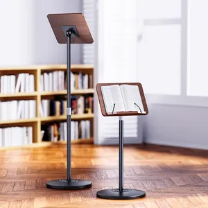 BromaxUpdated karbon çelik ayakta Bookends istikrarlı zemin okuma standı uzatılabilir yükseklik ayarlanabilir ahşap kitap tutucu standı