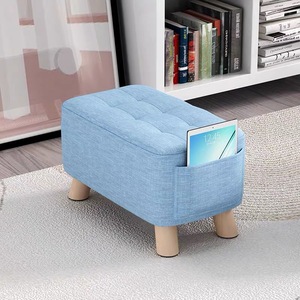 Fabric Stool Home Shoe Changing Ottoman Living Room Sofa <b>Footstool</b> Solid Wood Childrens Seat Square Design For Adults And Kids - Product Image 3