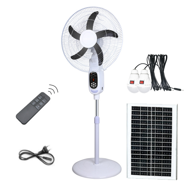 Stand Fan with Battery 16 18 Inch Stand Fan with Remote Control Solar Fan with Solar Panel with Lights Rechargeable for Working