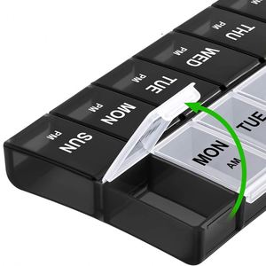 Organizador de Pastillas Semanal de Gran Volumen, 7 Días, AM/PM, 14 Compartimentos, Caja de Plástico para Píldoras - Product Image 2