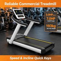 Konsol Layar Data LED Treadmill Gym Komersial Berkinerja Tinggi 0-20% Kemiringan Otomatis Sensor Detak Jantung Tangan Penghenti Darurat Aman