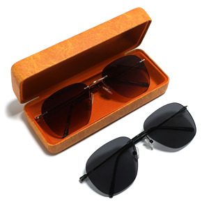 2025 người đàn ông không khung kim loại kính mặt trời Gradient ống kính màu xanh lá cây Shades Tùy chỉnh cao cấp không có Vành kính mát cho nam giới phụ nữ - Product Image 4