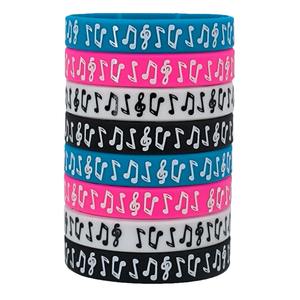 Bracelets en silicone avec notes musicales, lot de 8, bijoux colorés à la mode pour hommes et femmes - Product Image 1