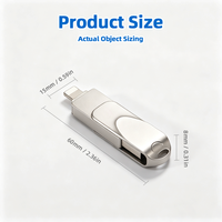 Flashdisk USB Logam dengan Gantungan Kunci Enkripsi Baru 64gb Flashdisk USB 3.0 & Micro USB Cadangan Foto/Video/Smartphone/Tablet