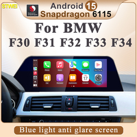 STWEI Android 15 Écran anti-reflet lumière bleue sans fil CarPlay Android Auto Multimédia de tableau de bord pour BMW Série 3/4