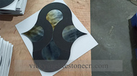 Mosaïque de lanterne en marbre noir Marquina découpé au jet d'eau et verre irisé de luxe pour restaurant indien