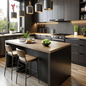 Conception libre Armoire de <span class=keywords><strong>cuisine</strong></span> complète Gris Modulaire Aluminium Fini Armoire Robinet en verre pour meubles de maison <span class=keywords><strong>Cuisine</strong></span> de l'île - Product Image 3