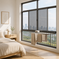 Fenêtre horizontale à cadre divisé Lagoon Line Direct Row avec largeur de rangée personnalisée pour mur de fenêtre de chambre à vue sur la palmière