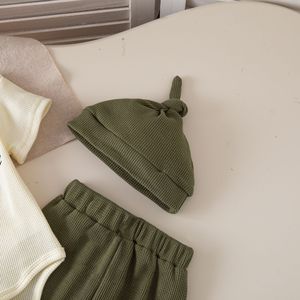 Nouvel ensemble de vêtements pour bébé unisexe en coton respirant à manches courtes, veste, chapeau et pantalon, pour l'été - Product Image 6