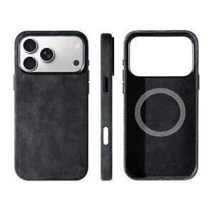 <span class=keywords><strong>Coque</strong></span> de téléphone en Alcantara italien véritable pour <span class=keywords><strong>iPhone</strong></span> 18 Pro, esthétique racing, enveloppement intégral, estampage à chaud sur moule en cuivre, aimant puissant, vente en gros - Product Image 1