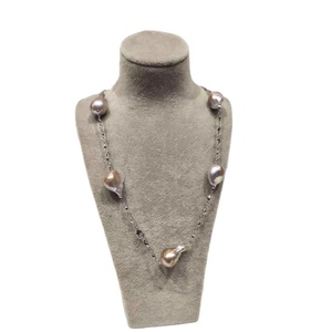 Chaîne en argent pur 92.5 Collier de perles multicolores baroques d'eau douce - Product Image 1