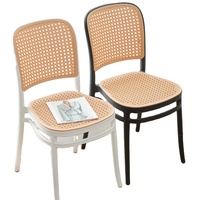 Chaise de salle à manger en plastique à dossier large en rotin, style rétro américain, restaurant occidental, café, chaise de salon, pieds robustes, chaise pour le thé de l'après-midi