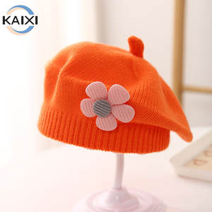 Vente en Gros de Bérets en Stock sur Mesure Automne Hiver Tendance en Laine Chapeau de <span class=keywords><strong>Peintre</strong></span> Mignon à Fleurs Scène Décontractée Béret pour Bébé - Product Image 3