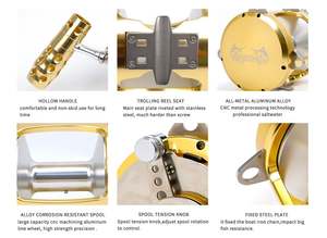 Topline <span class=keywords><strong>2</strong></span> vitesses mer roulements en acier inoxydable jeu de moulinet à la traîne pour gros poissons moulinets de pêche au thon - Product Image 5