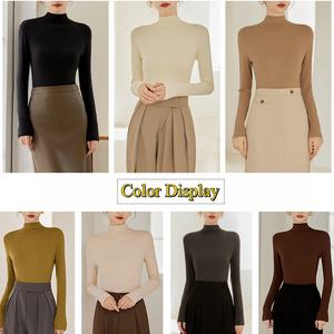 Camicia aderente da <span class=keywords><strong>donna</strong></span> a collo alto a manica lunga tinta unita autunno inverno signora elastica <span class=keywords><strong>calda</strong></span> Basic - Product Image 4