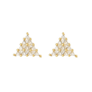 Geometric Triangle Stud Earrings Micro Insert Zircon Unisex Everyday Wear - Product Image 4