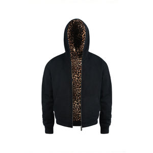 Veste courte à capuche en fourrure à double fermeture éclair pour homme KingSen de haute qualité, 100% coton peigné, sweat à capuche zippé pour l'hiver - Product Image 5
