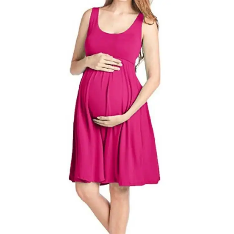 New Wholesale fashion hot sale Soft Casual Pregnancy Dresses Maternity Elegant with sleeveless