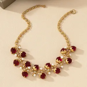 Collier pendentif personnalisé colliers de bijoux de mode collier en acier inoxydable de perles de fraise