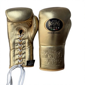 No Boxing No Life, gants de boxe personnalisés dorés pour adultes unisexes, à lacets, en cuir de vache véritable, pour l'entraînement - Product Image 2