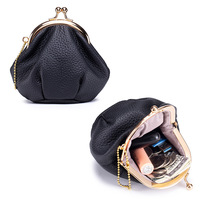 Tas Clutch Kulit Asli dengan Penutup Kancing, Dompet Mini Wanita Bergaya Jepang, Organizer Uang Koin, Dompet Portabel Bentuk Snack