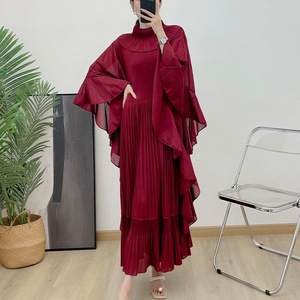Robe Yuhong élégante et unie, style printemps, pour femme d'Asie occidentale, tendance, avec volants évasés, taille empire, froncée, longueur ras du sol, pour les occasions de jour - Product Image 2