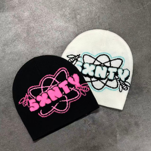 Beanie Fabricante Letra Jacquard Impresso Malha Skull Cap Moda Mulheres Homens Imagem Inverno Chapéus Y2K Toque Gorros Gorros - Product Image 2
