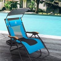 Chaises de plage inclinable et réglables, chaises de Patio, de salon avec porte-tasse