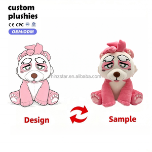 Lindo Oso de Peluche Rosa y Blanco de Dibujos Animados, Diseño Estilizado con Lengua Fuera, Muñeco de Peluche, Decoración Kawaii para Sofá, Regalo de Cumpleaños - Product Image 1