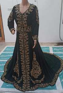DISEÑO DE BORDADO DE ZARI DE ORO EN EL HERMOSO VESTIDO CAFTAN CON ADORNADO CON CUENTAS DE VIDRIO, PIEDRA, TRABAJO DE DABKA @ 2024 - Product Image 2