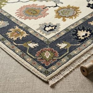 Luxury Hand Knotted Beige Wool Oushak Rug <b>Turkish</b> Knot Area <b>Carpet</b> for Living Room Bedroom Dining Room Custom Size Timeless Home - Product Image 6