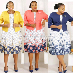 Trajes de Vestir con Estampado a Cuadros Amarillos para Mujer, Conjuntos de Ropa para Mujer de Talla Grande, Traje de Iglesia para Dama - Product Image 2