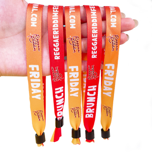 Pulseras Tejidas Personalizadas con Cierre Deslizante para Conciertos y Propaganda, Pulseras de Tela Lisa Bordadas para Parejas - Product Image 3