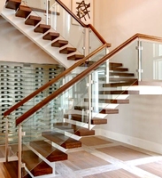Escalier intérieur moderne en bois à marches flottantes et droites, vente directe