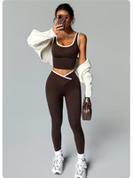 Ensemble de yoga sans couture pour femmes, soutien-gorge de sport sans manches et pantalon d'entraînement rehausseur de fesses, leggings de fitness d'extérieur, ensemble de tenues Y2K