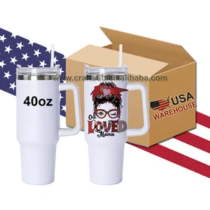 Personalized DIY Heat Press Printing 40oz 40 oz Stainless Steel Insulated Blank Sublimation Tumbler with Handle and Straw Lid