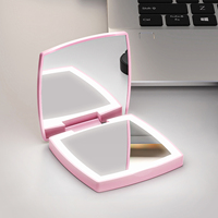 Miroir de maquillage de poche personnalisé compact pliable à LED double face portable Grossissement 2X Miroir de courtoisie éclairé