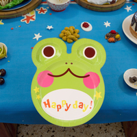 Assiettes en papier jetables en forme de grenouille verte - Écologiques et sans danger pour les aliments Vaisselle à thème animal pour enfants pour un usage domestique
