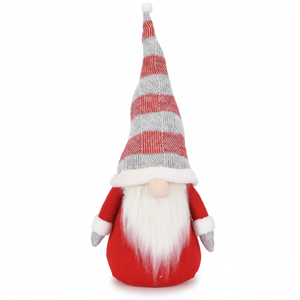 Direct Supply Christmas Figurines Gnome Striped Knit Hat Plush <b>Doll</b> Red Grey Holiday Decor - Product Image 3